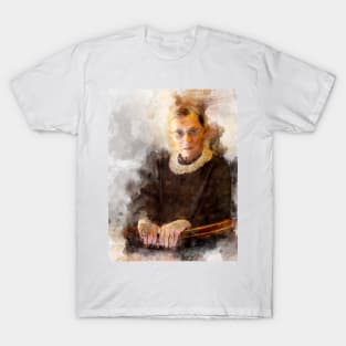 Ruth Bader Ginsburg with Judge Robes Portrait Watercolor T-Shirt